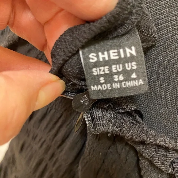 SHEIN Square Neck Puff Sleeve Black Size Small - Picture 10 of 11